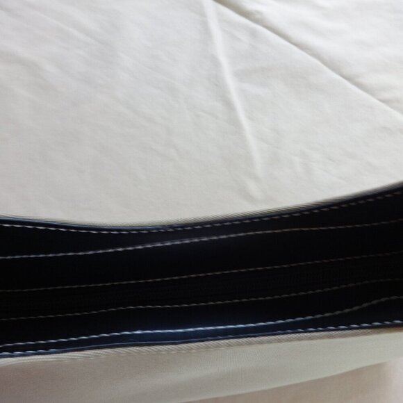 BPI Creations shoulder bag , tan canvas, black faux leather trim, top zip, NWT, - Picture 14 of 16